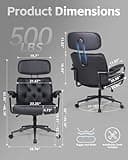 Big and Tall Office Chair 500LBS, Executive Office Chair for Heavy People, Heavy Duty Desk Chair Comfy, Computer Chair High Back PU Leather, Extra Wide Rocking Chair with Wheels for Home Office, Black