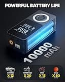 Cordless Tire Inflator Portable Air Compressor, 150 PSI Air Pump with Rechargeable Battery, Tire Pressure Gauge, 12V Car Power Adapter, Smart Air Pump for Car, Motorcycle, Bike, Ball