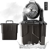 DUSFAN Misting Fan, 6L Bucket Portable Misting Fans with Remote, 20000mAh Rechargeable Battery Portable Fan for Outdoors Patios, Camping Fans 270° Adjustable, Hanging & Lighting for Outdoor Cooling
