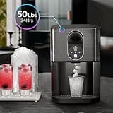 Kismile Countertop Nugget Ice Maker,Ice Machine with 2.5qt Water Reservoir,50 Lbs/24H,Self-Cleaning,Pellet Ice Maker for Home & Office