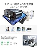 LISEN Retractable Car Charger, 69W USB C Car Accessories Adapter for iPhone 16 USBC Charger Fast Charging, Mothers Day for Gifts, Travel Essentials for Women Men, Road Trip Essentials for iPhone 16 15