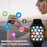 TRAUSI Smart Watches for Women Men, 1.83" HD Smartwatch with 120 Sports Modes, IP67 Waterproof, Bluetooth Call and Music Control；Heart Rate and Sleep Monitor (Black)