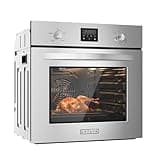 Empava Single Gas Wall Oven with 5 Cooking Funcitons 24 inch, Built-in Convection Fan, NG Only Mechanical Control Knobs, Digital Display Panel, 2.3 cubic feet, Stainless Steel