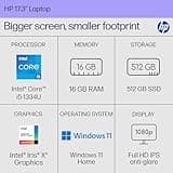 HP 17.3 inch Laptop, FHD Display, Intel Core i5-1334U, 16 GB RAM, 512 GB SSD, Intel Iris Xe Graphics, Windows 11 Home, Natural Silver, 17-cn3399nr