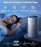 Air Purifiers for Home Large Room with 20dB Sleep Mode, 360° Air Intake & Outlet, HEPA Air Purifier for Bedroom Pets Cover Up to 1076 Ft²,Air Cleaner with 7 Color Light, HAP604, Bright White