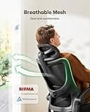 Marsail Ergonomic Office Chair: Office Computer Desk Chair with High Back Mesh and Adjustable Lumbar Support Rolling Work Swivel Task Chairs with Wheel 3D Armrests and Headrest