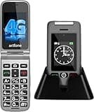 artfone G6 4G Flip Phone for Seniors with 2.4" Dual-LCD丨SOS Button丨Time Reporting丨Speed Dial丨Big Button Flip Phone Unlocked丨1300mAh Battery丨Charging Dock丨Basic Phone丨Large Fonts丨USB-C,T-Mobile - Grey