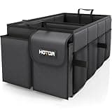 HOTOR Trunk Organizer - Car Organizer, Foldable Trunk organizer for SUVs & Sedans, Sturdy Car Organization for Car Accessories, Tools, Sundries, Black, 2 Compartments, 21.3"×12.6"×10.6"