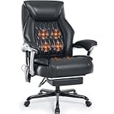 Massage Office Chair with Heating Function & Footrest, 6-Point Vibration, Ergonomic Executive Reclining Desk Chair with Padded Seat for Relaxation, Comfort & Stress Relief