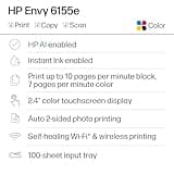 HP Envy 6155e Wireless All-in-One Color Inkjet Printer, Portobello, Print, scan, copy, Duplex printing Best-for-home, 3 month Instant Ink trial included, AI-enabled (714L5A)