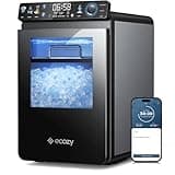 ecozy Nugget Ice Maker Countertop, Smart Pebble Ice Machine with APP Control, 44 lbs/24H Soft Pellet Chewable Ice with Self-Cleaning, Stainless Steel