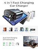 LISEN Retractable Car Charger, 69W USB C Car Accessories Adapter for iPhone 17 USB C Charger Fast Charging, Gifts for Women Men, Travel Essentials, for iPhone 17 Pro Max Air 16 15 14 13 12 Samsung S25