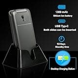artfone G3 Flip Cell Phone for Seniors,4G Unlocked Mobile Phones with Big Buttons,Speed Dial,SOS Button,Photo Contact,Talking Numbers,1200mAh Battery, Charging Dock