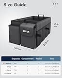 HOTOR Trunk Organizer - Car Organizer, Foldable Trunk organizer for SUVs & Sedans, Sturdy Car Organization for Car Accessories, Tools, Sundries, Black, 2 Compartments, 21.3"×12.6"×10.6"