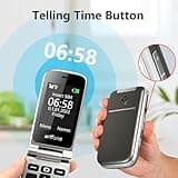 artfone 4G Cell Phone for Seniors丨Flip Phone Unlocked with 2.4" LCD丨SOS Button丨Time Reporting丨Speed Dial丨Big Buttons Dumbphone丨Loud Speaker丨FM Radio丨Charging Dock丨Easy-to-Use丨USB-C,T-Mobile - Grey