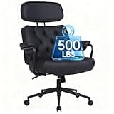 Big and Tall Office Chair 500LBS, Executive Office Chair for Heavy People, Heavy Duty Desk Chair Comfy, Computer Chair High Back PU Leather, Extra Wide Rocking Chair with Wheels for Home Office, Black