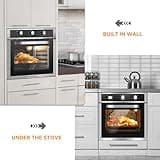 Wall Ovens 24 inch Electric, AMZCHEF 24 inch Wall Oven, 2200w Single Wall Oven with 6 Cooking Modes, 2.5 Cu.Ft. Electric Wall Oven, Convection Oven with Mechanical Knobs Control, Stainless Steel