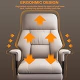 WXJHL Office Chair with Leg Rest, Leather High Back Executive Office Chair with Wheels, Ergonomic Desk Chairs with Lumbar Support for Home Office, Beige