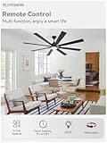 ZMISHIBO 72 inch Large Ceiling Fans with Lights and Remote, Indoor/Outdoor Black Modern Ceiling Fan for Kitchen Living Room Patio, 6 Speed Reversible Quiet DC Motor, 3 CCT, Dual Finish 8 Blades