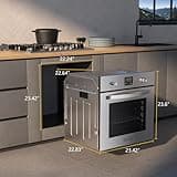Empava Single Gas Wall Oven with 5 Cooking Funcitons 24 inch, Built-in Convection Fan, NG Only Mechanical Control Knobs, Digital Display Panel, 2.3 cubic feet, Stainless Steel
