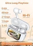 Szwdo Wireless Earbuds, Bluetooth 5.4 Ear Buds with Multifunctional Touch Screen, ANC/ENC Noise Cancelling Headphones with 48H Playtime, Bass Stereo Sound, for Laptop, Android/iOS, Pad