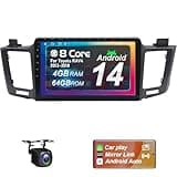 Upgraded Android 14 Car Radio for Toyota RAV4 2013-2018 4+64G with Wireless Carplay&Android Auto 10.1" Ultra HD Touchscreen, AM/FM/RDS, Backup Camera, SWC