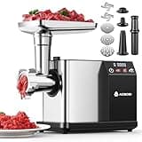 AAOBOSI Meat Grinder Electric 3000W Max with Touch Color Screen, Auto-Reverse & Built-in Storage - 3 Speed Settings,Grinding, Sausage & Kibbe Making for Home Use, Stainless Steel