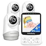 HelloBaby Baby Monitor with 3 Cameras, 4-Inch IPS Screen, PTZ Rotation, Night Vision, Two-Way Talk, VOX Mode, 1000ft Range, No WiFi Needed, Secure FHSS Encryption, for Newborns & Toddlers - Gift Pack
