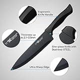 Knife Set, HUNTER.DUAL 15 Pcs Kitchen Knife Set with Block Self Sharpening, Dishwasher Safe, Anti-slip Handle, Black