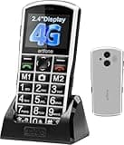artfone A400 Pro Silver - Large Button Cell Phone for Seniors丨4G LTE Unlocked Phones with SOS Button丨2MP Rear Camera丨Charging Dock丨1800mAh丨Dual SIM丨Speed Dial丨Volume Boost丨Hands-free丨Dumb Phone丨USB-C