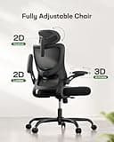 Marsail Ergonomic Office Chair: Office Computer Desk Chair with High Back Mesh and Adjustable Lumbar Support Rolling Work Swivel Task Chairs with Wheel 3D Armrests and Headrest