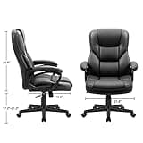 Furmax Office Executive Chair High Back Adjustable Managerial Home Desk Chair, Swivel Computer PU Leather Chair with Lumbar Support (Black)