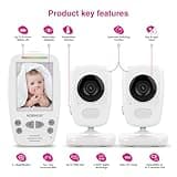 axvuee Video Baby Monitor, Slim Handheld, Non-Slip Design, 2.8" Vertical Screen Monitor & 2 Camera, Range up to 1000ft, 18 Hour Battery Life, 2-Way Talk, Night Vision, Temperature Monitor, No WiFi.