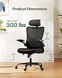 Marsail Ergonomic Office Chair: Office Computer Desk Chair with High Back Mesh and Adjustable Lumbar Support Rolling Work Swivel Task Chairs with Wheel 3D Armrests and Headrest