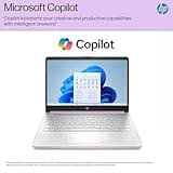 HP 14 Laptop Student Business 2025 Flagship Computer, AI Copilot, 4-Core 13th Gen Intel CPU, 16GB RAM 628GB Storage (128GB UFS+500GB Ext) 1-Yr Office 365 Long Battery HubxcelAccessory Win 11S Lavender