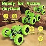 Threeking RC Stunt Cars Remote Control Car Double-Sided Driving 360-degree Flips Rotating Car Toy, Green