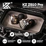 Linsoul KZ ZS10 Pro, 4BA+1DD 5 Driver in Ear Monitor, HiFi Wired Earbuds, Gaming Earbuds, Hybrid IEM Earphones with Stainless Steel Faceplate, Detachable Cable for Musician(Without Mic, Black)