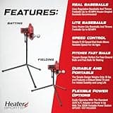 Heater Power Alley Pro Real Baseball Machine - Adjustable Design, Pitches Real Baseballs Up to 45 MPH, Accurate and Portable Training Tool for Batting, Pitching, and Field Practice
