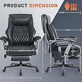 Massage Office Chair with Heating Function & Footrest, 6-Point Vibration, Ergonomic Executive Reclining Desk Chair with Padded Seat for Relaxation, Comfort & Stress Relief