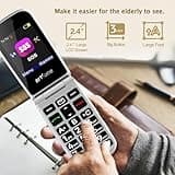 artfone G6 4G Flip Phone for Seniors with 2.4" Dual-LCD丨SOS Button丨Time Reporting丨Speed Dial丨Big Button Flip Phone Unlocked丨1300mAh Battery丨Charging Dock丨Basic Phone丨Large Fonts丨USB-C,T-Mobile - Grey