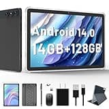 Android 14 Tablet, 2025 Latest Tablet 10 inch 128GB Storage 1TB Expandable 14GB RAM, 4G Sim Slot Tablets with keyboard Support 5G WiFi Bluetooth 5.0 GPS, 7000 mAh, Octa-Core Processor, FHD IPS Display