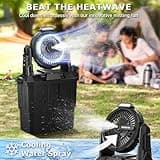 DUSFAN Misting Fan, 6L Bucket Portable Misting Fans with Remote, 20000mAh Rechargeable Battery Portable Fan for Outdoors Patios, Camping Fans 270° Adjustable, Hanging & Lighting for Outdoor Cooling