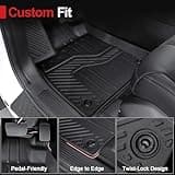 HOUCLEMIC Floor Mats for 2023-2025 Honda Pilot Cargo Mat with Backrest Mat All Weather TPE Cargo Liner Car Mats Replacement Protection for 2025 Honda Pilot Accessories Door Sill Protector