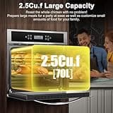 AMZCHEF Single Wall Oven 24" Built-in Electric Ovens with 11 Functions, 8 Automatic Recipes, 2800W, 240V, 2.5Cu.f Convection Wall Oven in Stainless Steel, Touch Control, Timer, Safety Lock,Upgraded