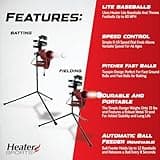 Heater Sports Slider Lite 360 Baseball Pitching Machine with Automatic Ball Feeder - Accurate 360-Degree Delivery, Durable and Portable Training Tool for All Ages