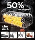 WARWOLF 160PSI Tire Inflator Portable Air Compressor - 48LPM Fast Air Pump for Car Tires: SUV, Light Truck, Motorcycle, Bike, 10000mAh with Auto Shut-Off, Digital Gauge, 12V Car Adapter, LED Light
