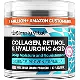 SimplyVital Collagen, Retinol & Hyaluronic Acid Cream - Anti-Aging Face Moisturizer for Face, Firming Skin Care Neck & Décolleté - Made in USA, Daily Moisturizer Face Cream Day & Night - 1.7 fl.oz.