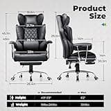 COMHOMA Big and Tall Office Chair, High Back Leather Gaming Chair with Footrest, Executive Ergonomic Office Chair with Pocket Spring Lumbar Support and with Outward Fixed Soft Armrests