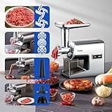 Sinyder Electric Meat Grinder,3000W Max Heavy Duty Stainless Steel Meat Mincer with 2 Blades,3 Grinding Plates,Sausage Stuffer Tubes & Kubbe Kit for Home & Kitchen Using