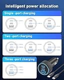 USB C Car Charger, 3-Port 67W Dual USBC & USB-A Car Phone Accessories Fast Power Adapter Cargador Carro PD/QC Cigarette Lighter for iPhone 17/16/15, iPad, Samsung Galaxy S25/S24, Android, 2-Pack